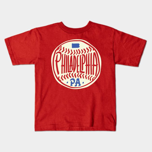 Philadelphia Pennsylvania Hand Drawn Script Design Kids T-Shirt by goodwordsco